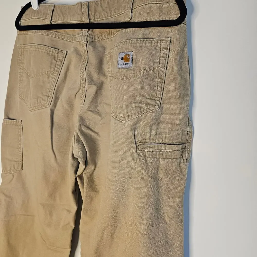 Carhartt Cat 2 Original Fit Flame Resistant Khaki Work pants size 36 x 30